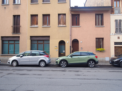 Cremona, Italy - May 2023 Audi Q2 TFSI (1.5-litre) S Line parked in the street.