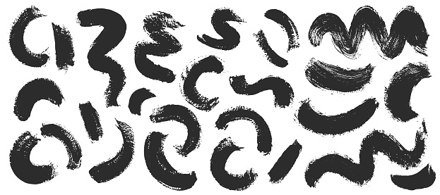 Grunge brush swirl set. Vector stock illustration isolated on white background for design template presentation, social media. EPS10