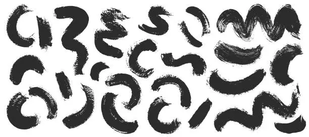 Vector illustration of Grunge brush swirl set.