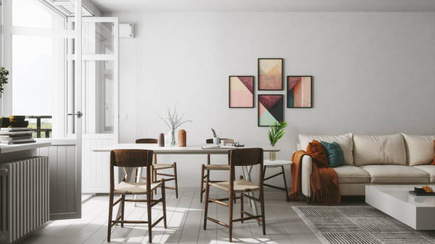 istock Modern Scandinavian Style Airy Living And Dining Room 1499588719