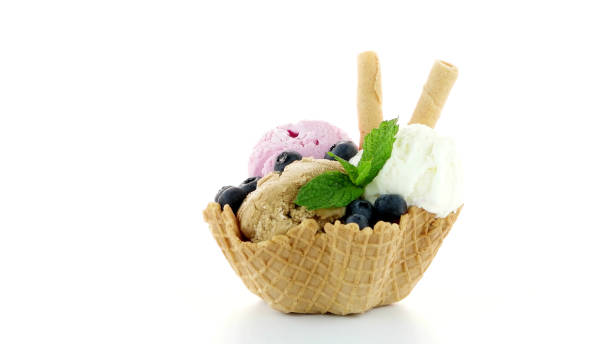 istock Ice cream scoops in wafer bowl 1499589565