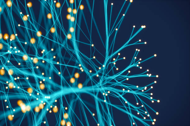 deep learning und neuronale netze blauer hintergrund - neuroscience nerve cell nerve fiber dendrite stock-fotos und bilder