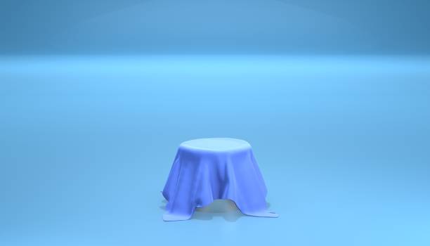 istock 3d Platform with cloth blue color in background blue color . 3d illustration rendering 1499591835