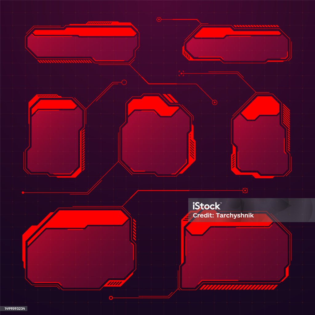 Red Futuristic Hud Or Ui Elements Scifi User Interface Text Boxes ...
