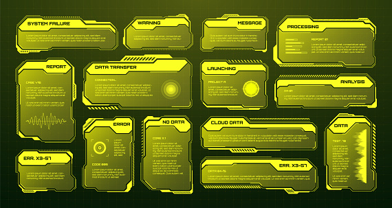 Yellow Interface Yellow Futuristic Hud Ui Elements Scifi User Interface Text Boxes ...