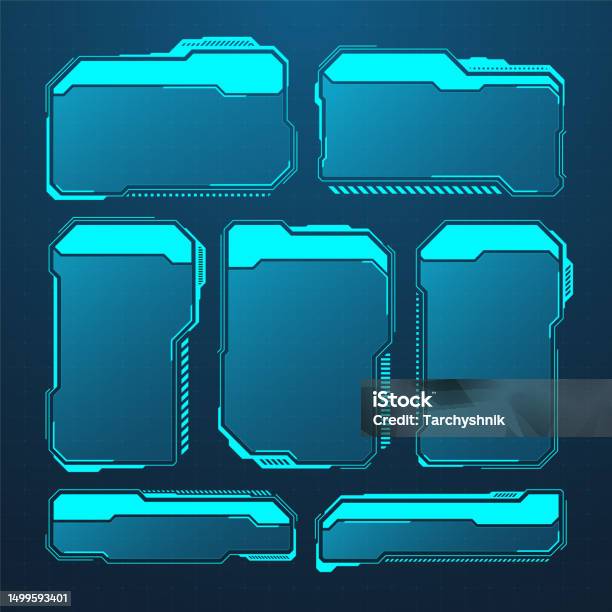 Blue Futuristic Hud Or Ui Elements Scifi User Interface Text Boxes ...
