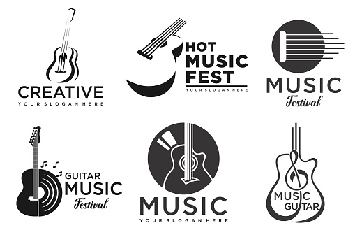 Modern Music - Guitar Clef Symbol.icon set vector illustration
