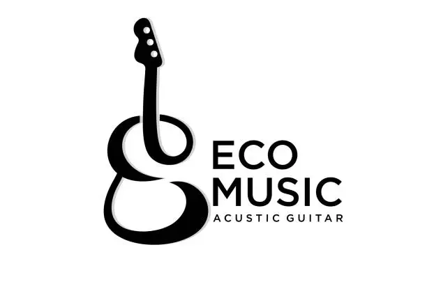 Vector illustration of letter E Modern Music - Guitar Clef Symbol. vector illustration