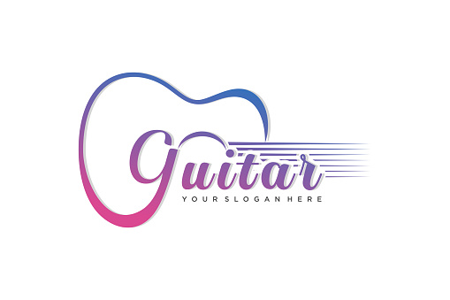 Guitar logo Design Vector Stock Illustration.modern music,Guitar Shop Logo. Rock music festival logo