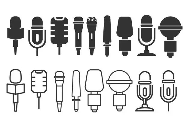 Vector illustration of set of microphone logo design. Podcast with microphone logo inspiration. vector illustration.