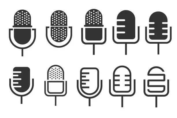 Vector illustration of set of microphone logo design. Podcast with microphone logo inspiration. vector illustration.