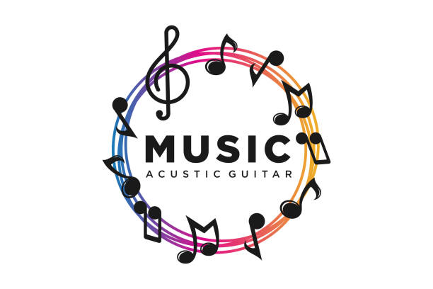 шаблон дизайна логотипа современной музыки. значок комбинированного спектра. векторная иллюстрация - childrens music stock illustrations