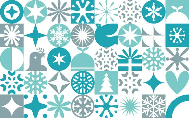 Vector illustration of Seamless turquoise blue Christmas pattern wallpaper design