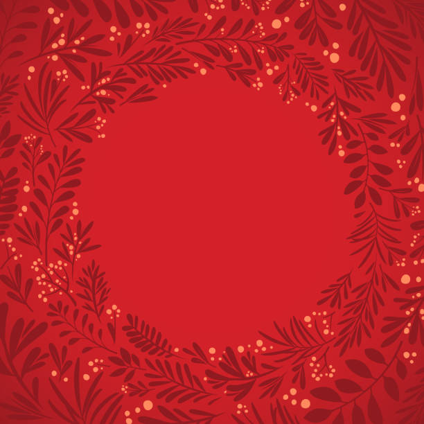 Christmas floral wreath circle border design vector art illustration