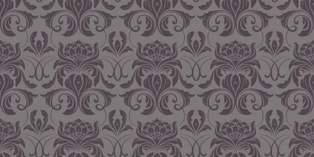 Vector illustration of Elegant Dark Grey Victorian seamless wallpaper