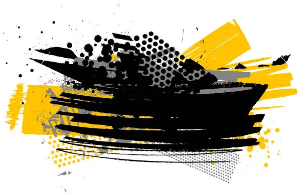 Vector illustration of Black and yellow grunge textures and patterns vector