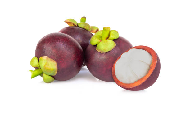 istock Fresh mangosteen fruit isolated on white background 1499620098