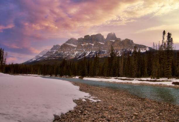 istock Winter Sunset At Castle Mountain 1499622905