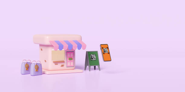 istock mobile phone, smartphone with qr code scanning, store front sign, shopping paper bags isolated on pink background. online shopping concept, 3d illustration render, clipping path 1499623011