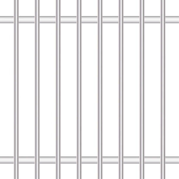 istock realistic metal prison bars. Detailed jail cage, prison iron fence. Criminal background. Vector illustration. Stock image. 1499624877