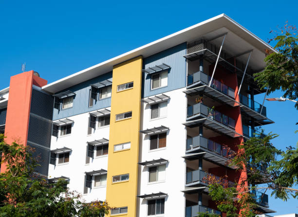 istock Multi-Colored Narrow Apartment Building 1499627339