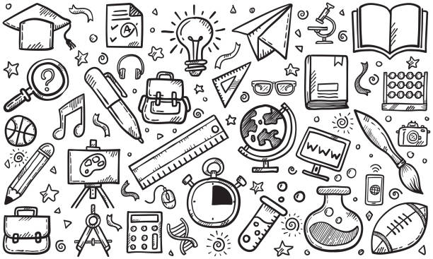 education icon education icon ruler doodle stock illustrations