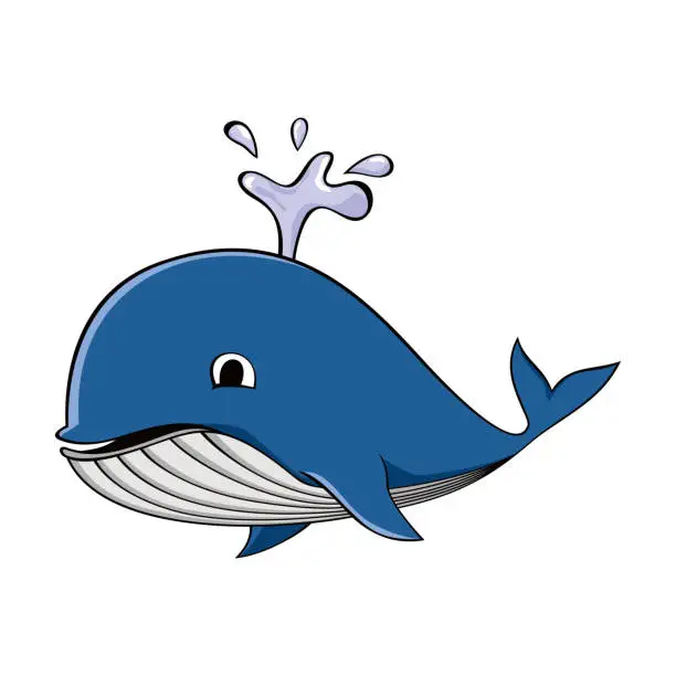 Vector illustration of blue whale cartoon