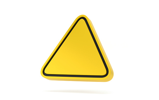 3D Yellow Triangle Warning Sign