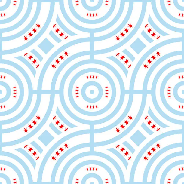 Vector illustration of chicago city flag pattern. tracery design. star background. vector illustration