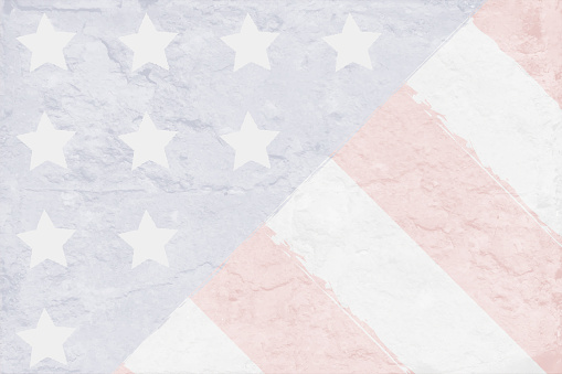 United States flag weathered faded textured effect horizontal backdrop. Apt for use as wallpapers, posters, backdrops, banners, greeting cards templates or patriotic t shirt designs for US Independence Day, 4th of July or Memorial Day. There is No people and no text and ample copy space.