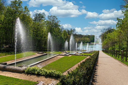 Grande Cascade in public Departemental Parc de Sceaux with Octogone Pool and Fountain in the background.