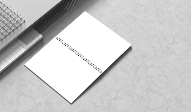 istock Spiral binder notebook mock up isolated on light gray background. 3D illustration 1499659315