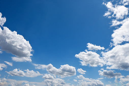 Blue sky and white clouds with copy space.