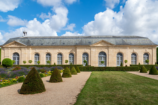 Sceaux, France - June 19 2020: Orangery in Parc de Sceaux, built in 1686 by Jules Hardouin Mansar - Hauts-de-Seine, France.