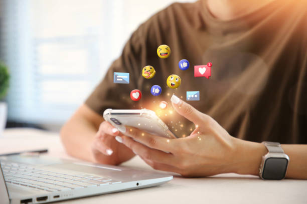 istock Young business woman watching live streaming. People using social media application concept. 1499666574