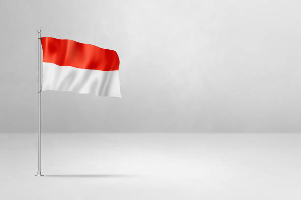 istock Monaco flag isolated on white concrete wall background 1499666662
