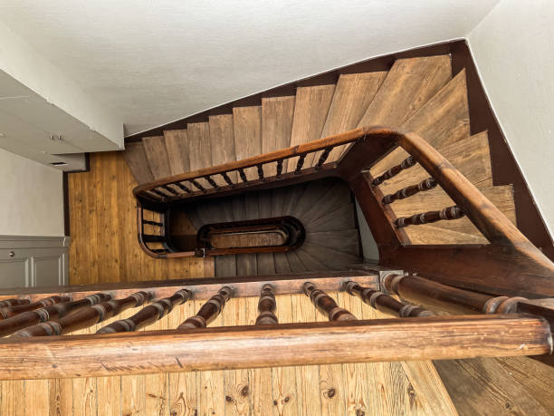 istock Brown wooden staircase from 19th century 1499666859