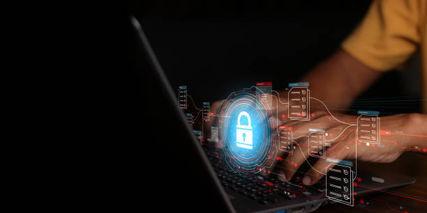 istock Businessman working on laptop with virtual screen. Online documentation database, IT consultant being set up Virtual Document Management System with a laptop, Software for archiving corporate files. 1499669765