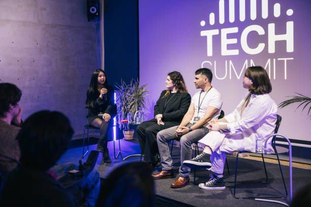 istock A group of start up colleagues, making a lively discussion at conference panel. 1499670310