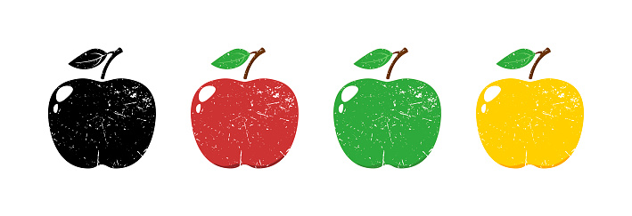 Apple icon in retro style in different colors.