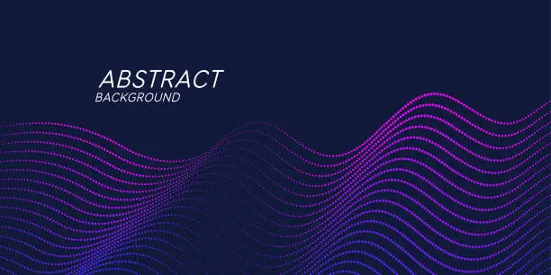 Vector illustration of Vector abstract background with dynamic waves, line and particles.