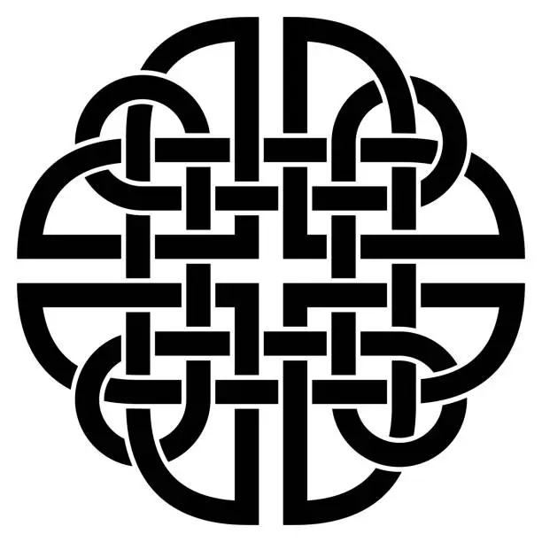 Vector illustration of Dara knot in black. Celtic symbol. Isolated background.