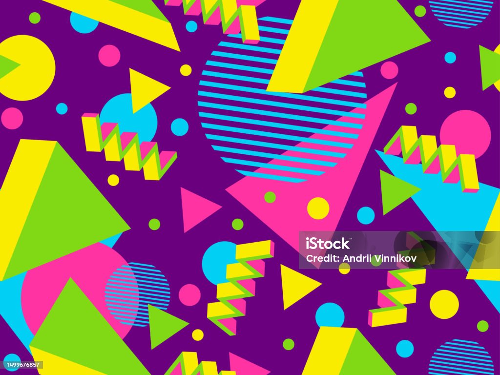 80s Triangular Pattern 3d Geometric Seamless Pattern In 80s Style 3d Isometric Triangles ...