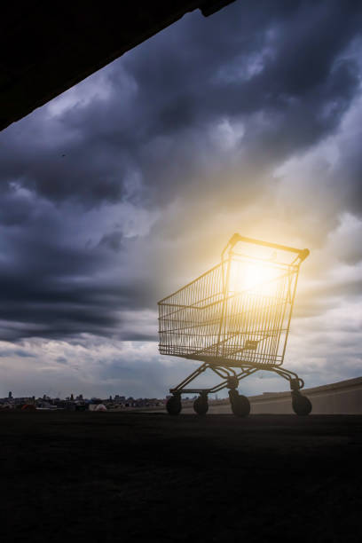 istock A shopping cart on a rooftop car park. 1499678843