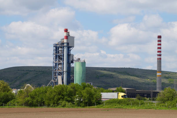 istock Cement plant in Bulgaria, side view. Cement plant pipes. 1499678853