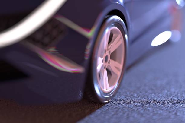 istock Car driving on a road with night lights 1499688226