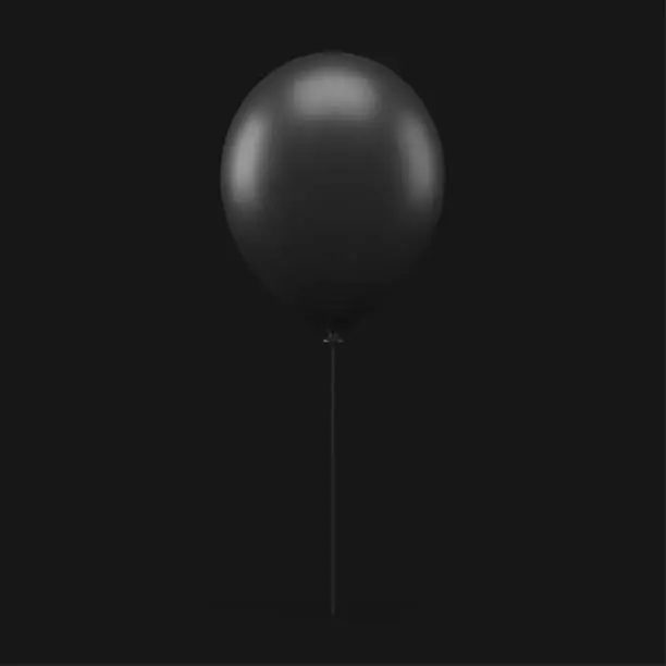 Vector illustration of Black 3d air balloon on stick matt rubber helium decor element for festive design realistic vector