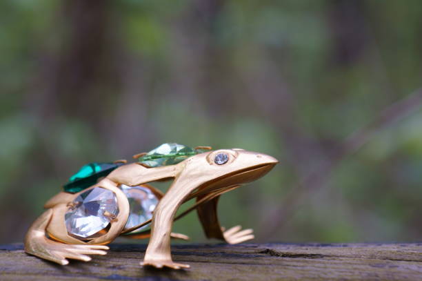 Chinese lucky toad on a wooden background
