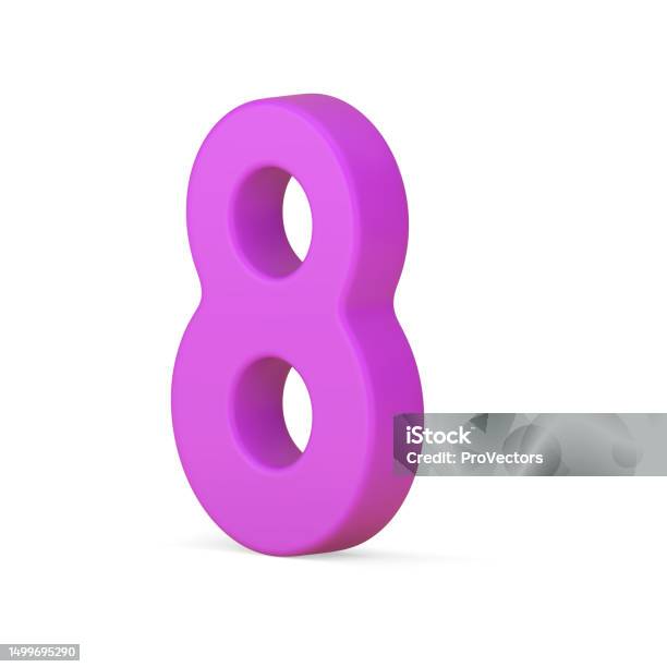 Purple Eight Number Birthday Age Isometric Badge Traditional Female ...