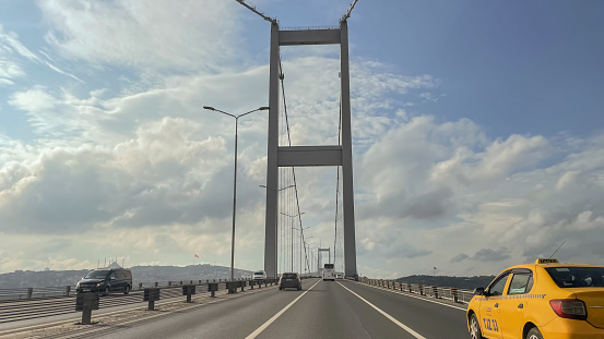 istanbul,Turkey.June 18,2023. Passage by car from the European side to the Asian side on the 15th of July Martyrs Bridge is in Istanbul.
